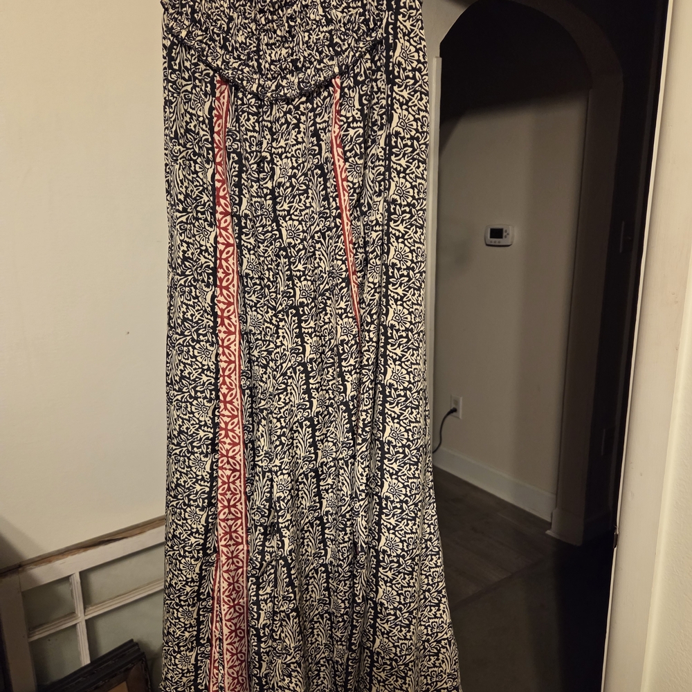 Women’s Wide Leg Jumpsuit - Black & Cream with Coral Trim